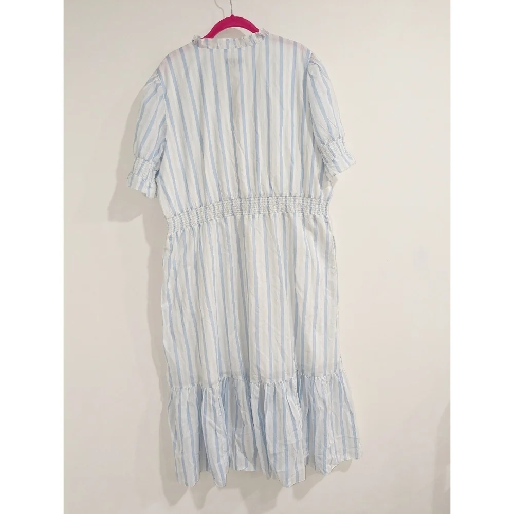 J. Crew Striped Tiered Midi Dress
